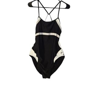Nike Women's Black and White Cut Out Tank One-Piece Swimsuit Size 12